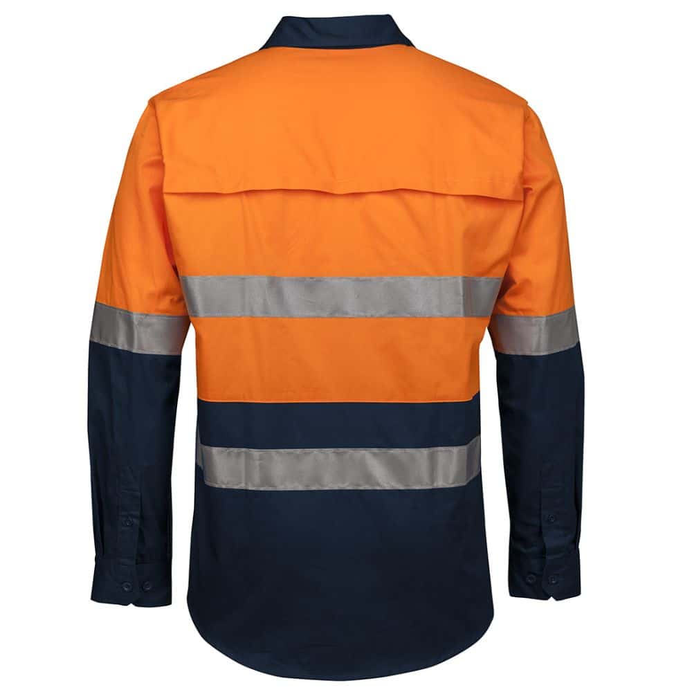 6HWCS-JB'S HI VIS (D+N) CLOSE FRONT LS 150G WORK SHIRT-OrangeNavy-back