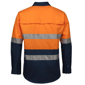 6HWCS-JB'S HI VIS (D+N) CLOSE FRONT LS 150G WORK SHIRT-OrangeNavy-back