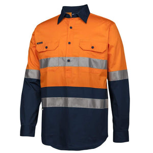 6HWCS-JB'S HI VIS (D+N) CLOSE FRONT LS 150G WORK SHIRT-OrangeNavy-side