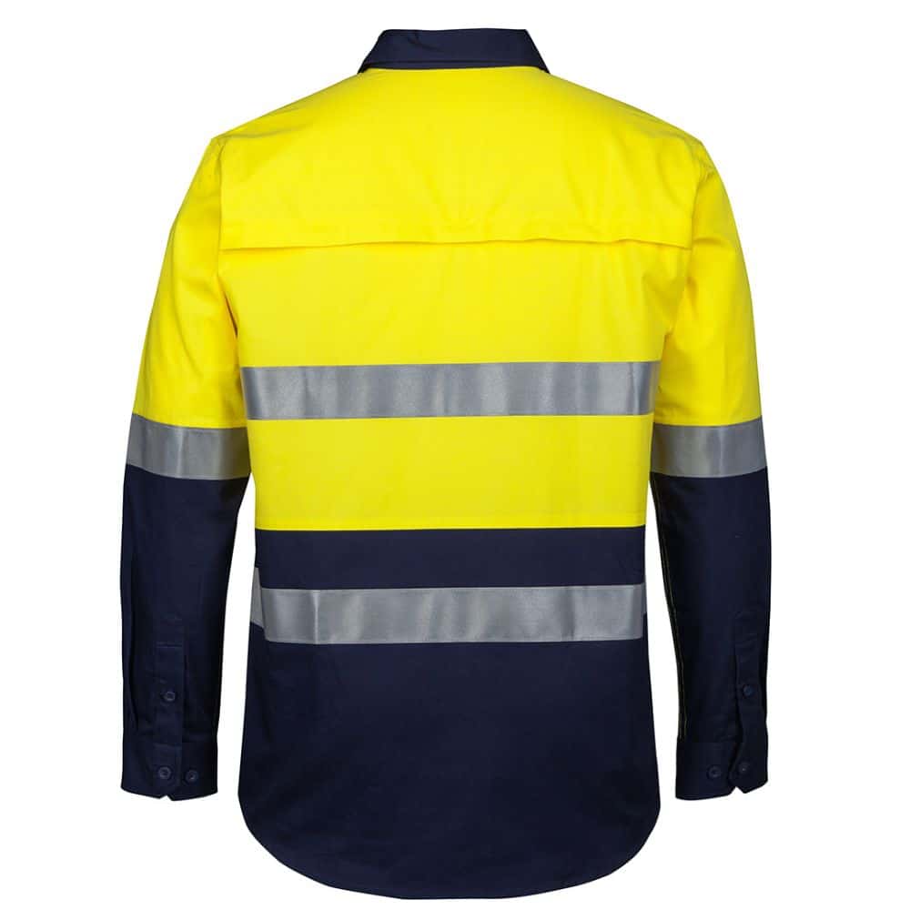 6HWCS-JB'S HI VIS (D+N) CLOSE FRONT LS 150G WORK SHIRT-YellowNavy-back