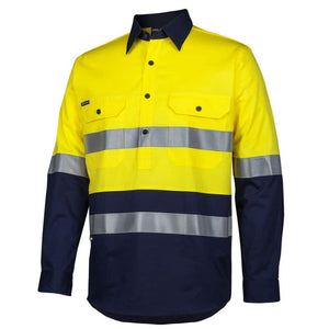 6HWCS-JB'S HI VIS (D+N) CLOSE FRONT LS 150G WORK SHIRT-YellowNavy-side