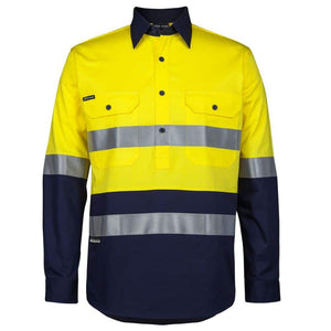 6HWCS-JB'S HI VIS (D+N) CLOSE FRONT LS 150G WORK SHIRT-YellowNavy