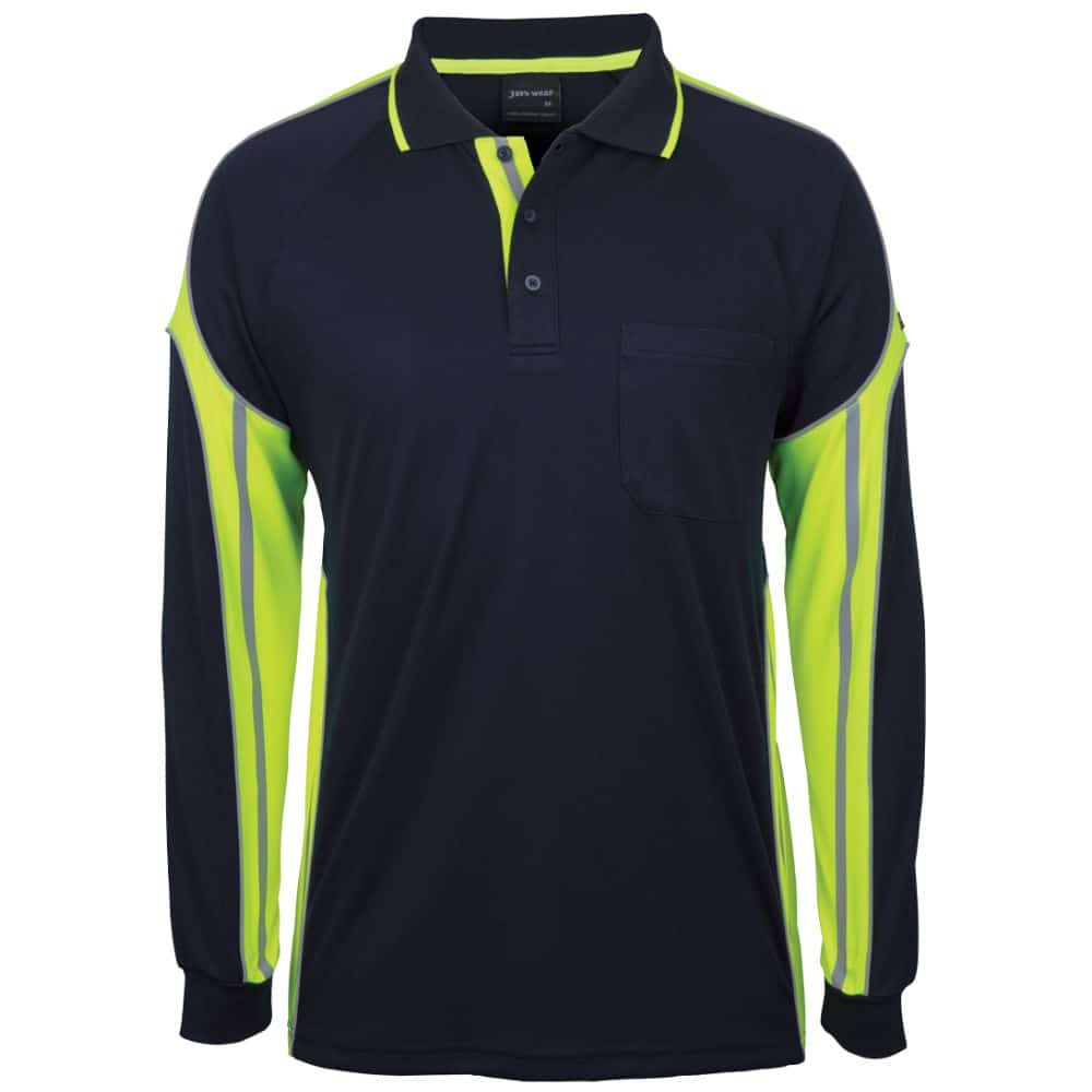 6SPPL_JB'S LS STREET PANEL POLO-Black-Lime