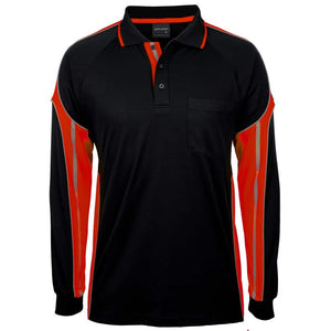 6SPPL_JB'S LS STREET PANEL POLO-Black-Orange