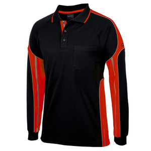 6SPPL_JB'S LS STREET PANEL POLO-Black-Orange_side