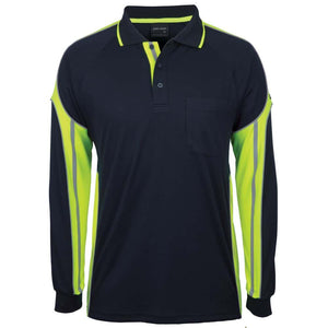 6SPPL_JB'S LS STREET PANEL POLO-Navy-Lime