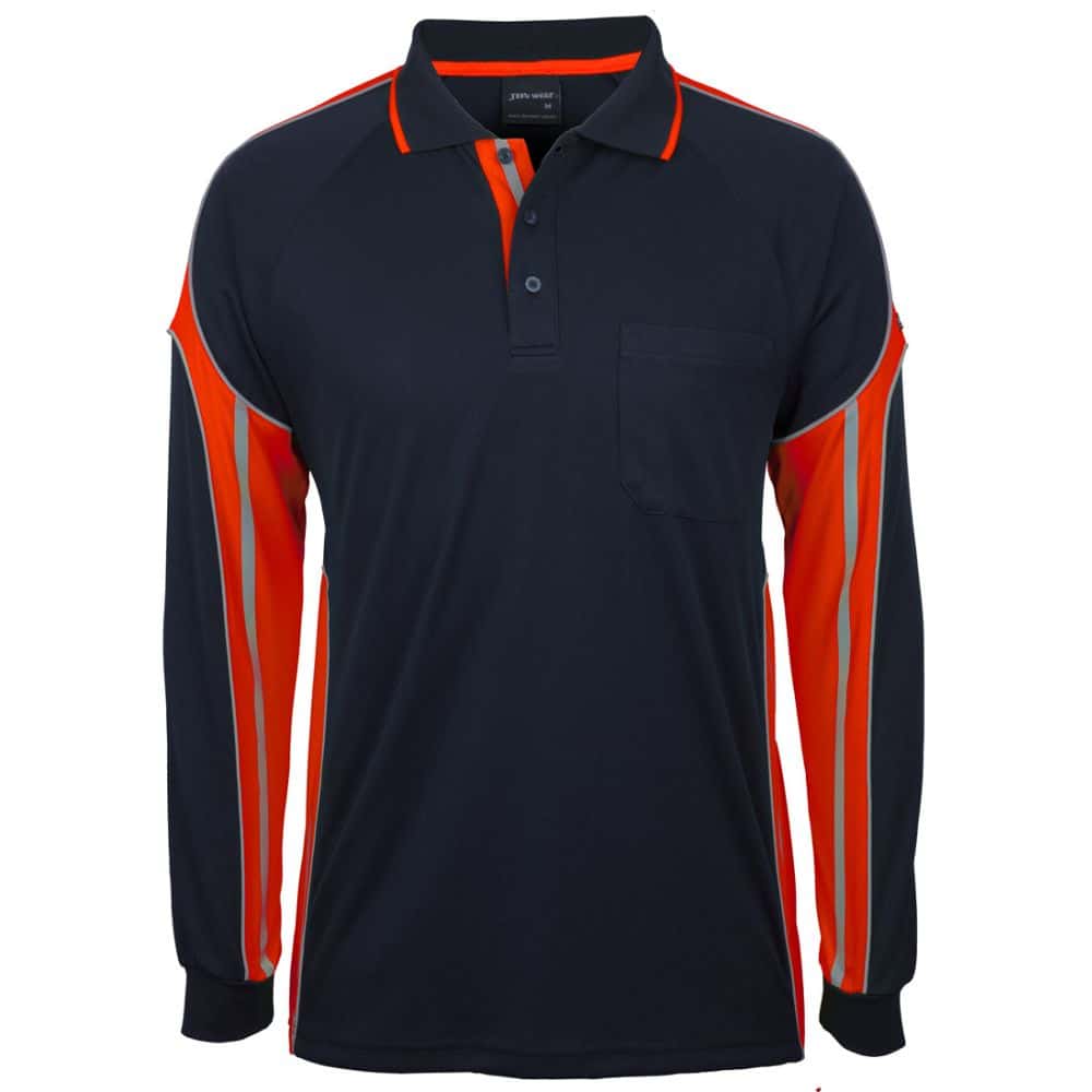 6SPPL_JB'S LS STREET PANEL POLO-Navy-Orange