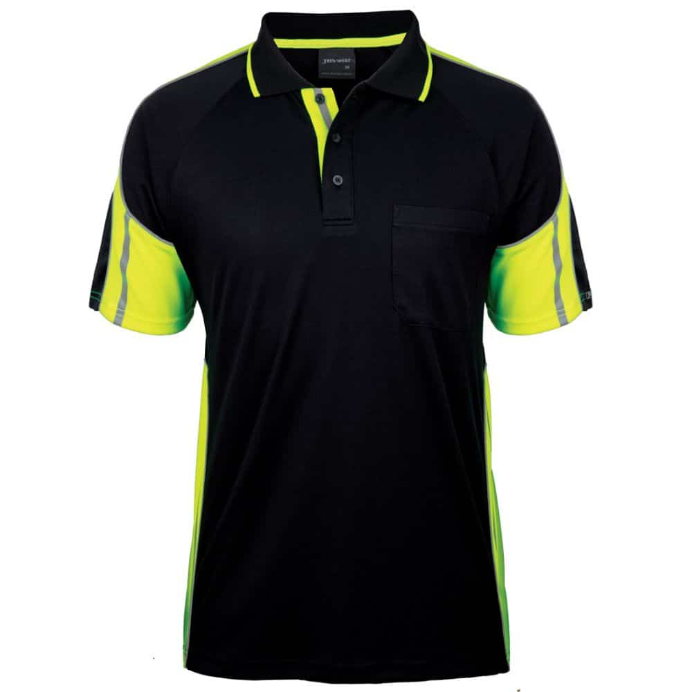 6SPPS_JB'S SS STREET PANEL POLO-Black-Lime