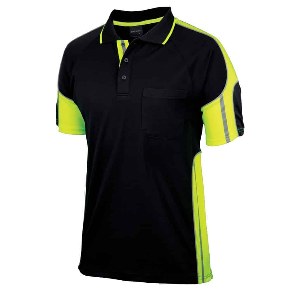 6SPPS_JB'S SS STREET PANEL POLO-Black-Lime_side