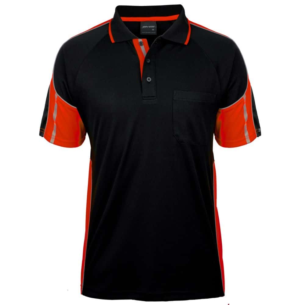 6SPPS_JB'S SS STREET PANEL POLO-Black-Orange