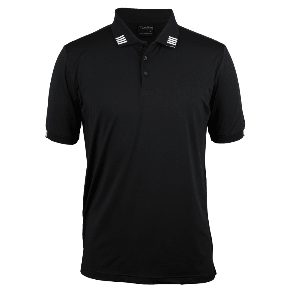 7S4P_PODIUM 4 STRIPE SS STRETCH POLO-Black-White