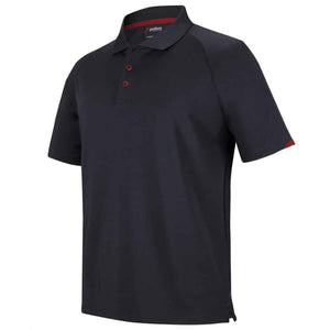 7STC-PODIUM CONTRAST STRETCH POLO-Black-Red-Side