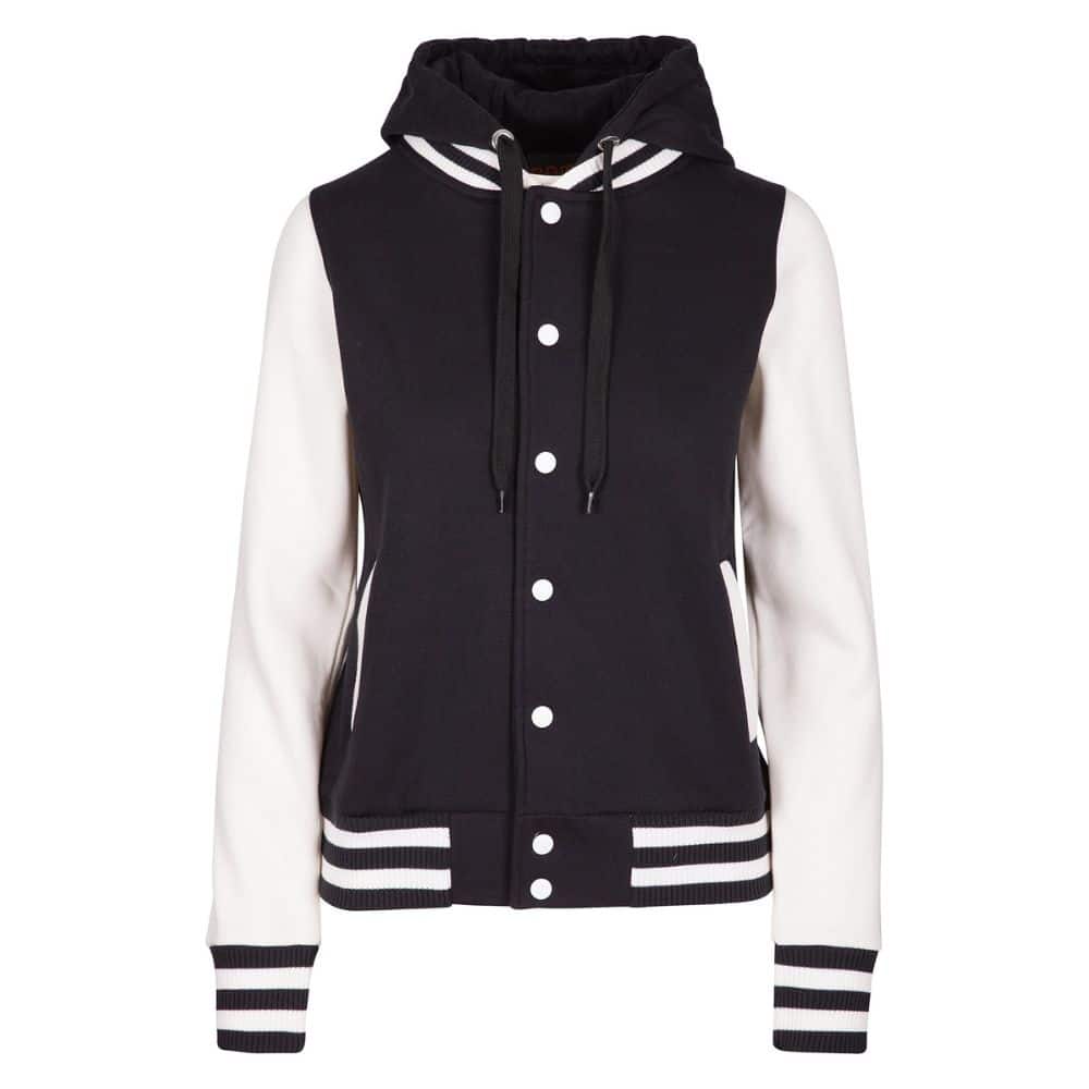 FB97UN_Ladies-Varsity-Jacket-Hood-Black-White