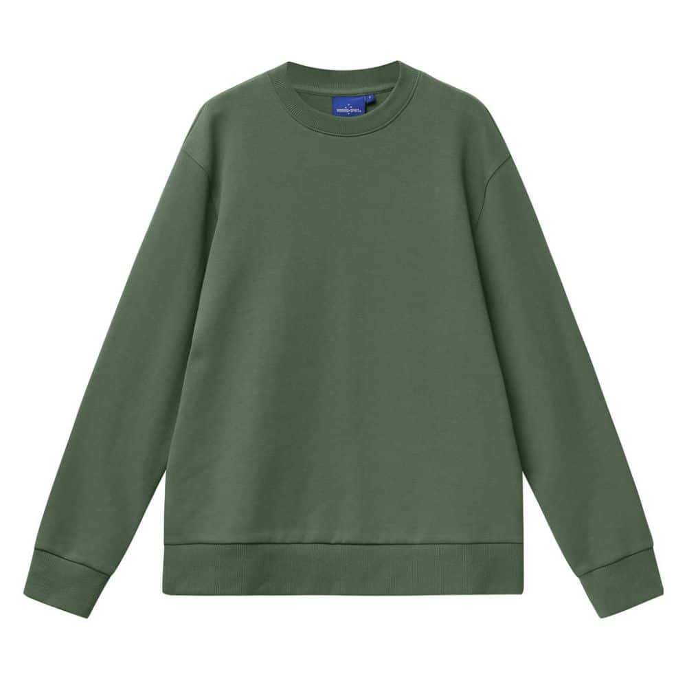 FL05_AIRLAYERED CVC CREW NECK SWEATER Unisex-Army Green