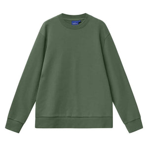 FL05_AIRLAYERED CVC CREW NECK SWEATER Unisex-Army Green