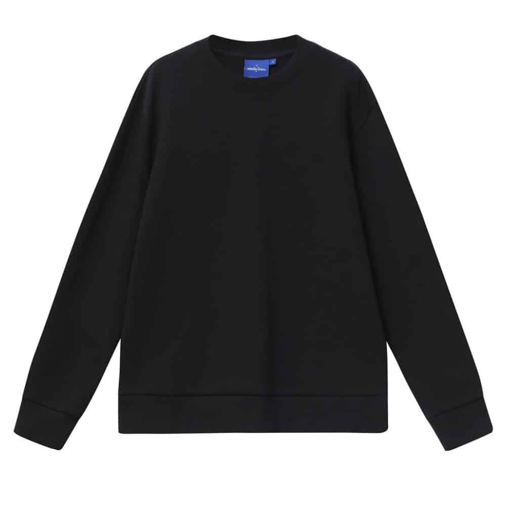 FL05_AIRLAYERED CVC CREW NECK SWEATER Unisex-Black