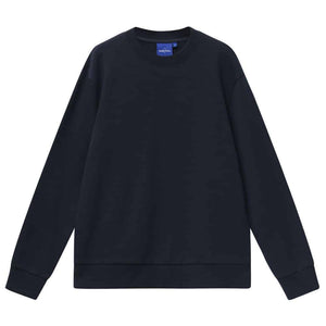 FL05_AIRLAYERED CVC CREW NECK SWEATER Unisex-Navy