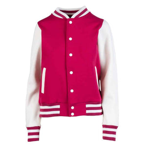 FO96UN_LadiesJunior Varsity Jacket-HotPink-White