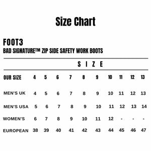 FOOT3_Bad_Signature-Zip-Side-Safety-Work-Boots_Black_Size-Chart
