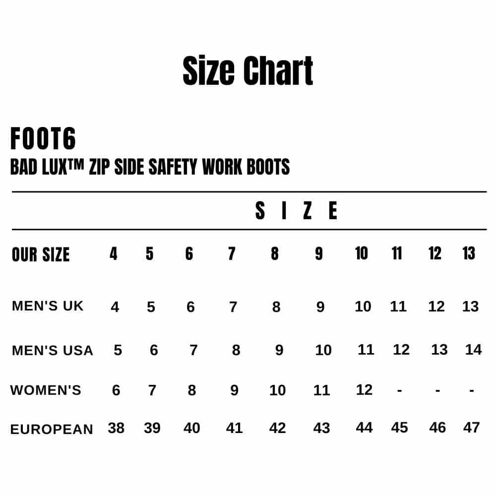 FOOT6_Bad_Lux-Zip-Side-Safety-Work-Boots_Size-Chart