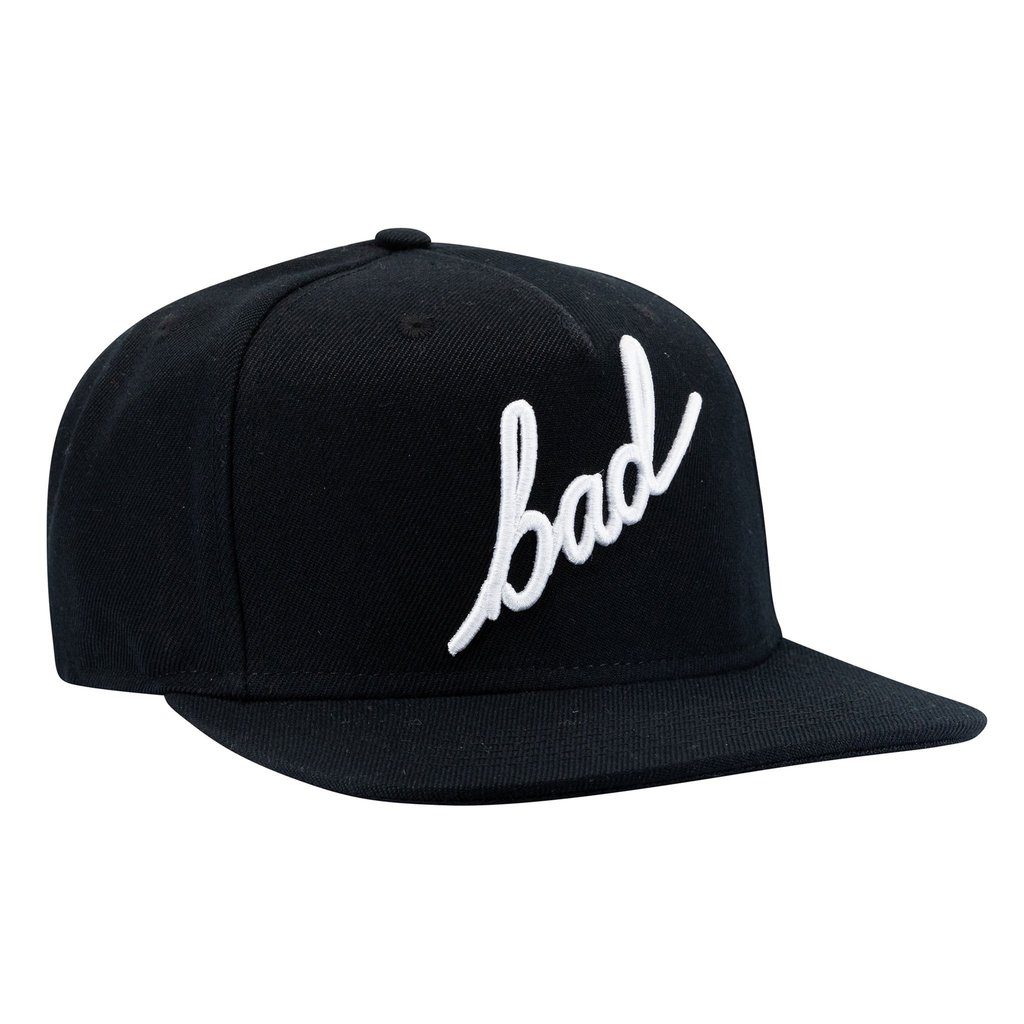 HAT1_Bad_Snapback-Flat-Brim-Hat-With-Script-3D-Embroidery