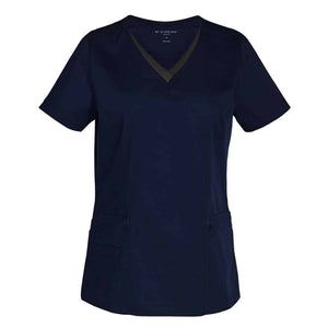 M7660_LADIES-V-NECK-CONTRAST-TRIM-SCRUB-TOP_Navy-Charcoal