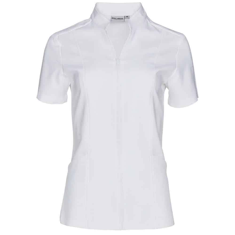 M8636S_Womens-Full-Zip-Front-Short-Sleeve-Tunic-White