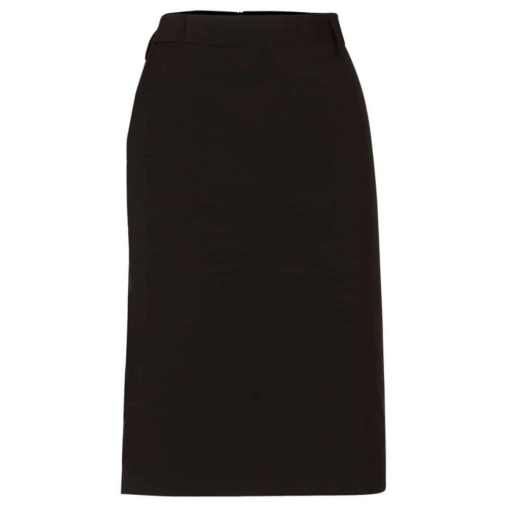 M9470_Women's Wool Blend Stretch Mid Length Lined Pencil Skirt-Black