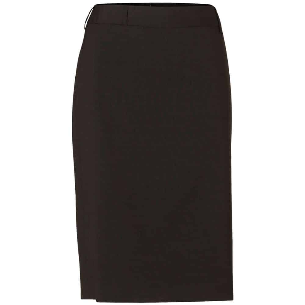 M9470_Women's Wool Blend Stretch Mid Length Lined Pencil Skirt-Charcoal