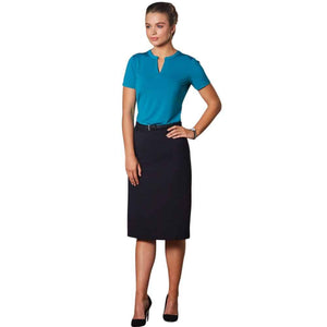 M9478_Women's PolyViscose Stretch Twill Flexi Waist A-Line Utility Lined Skirt-model