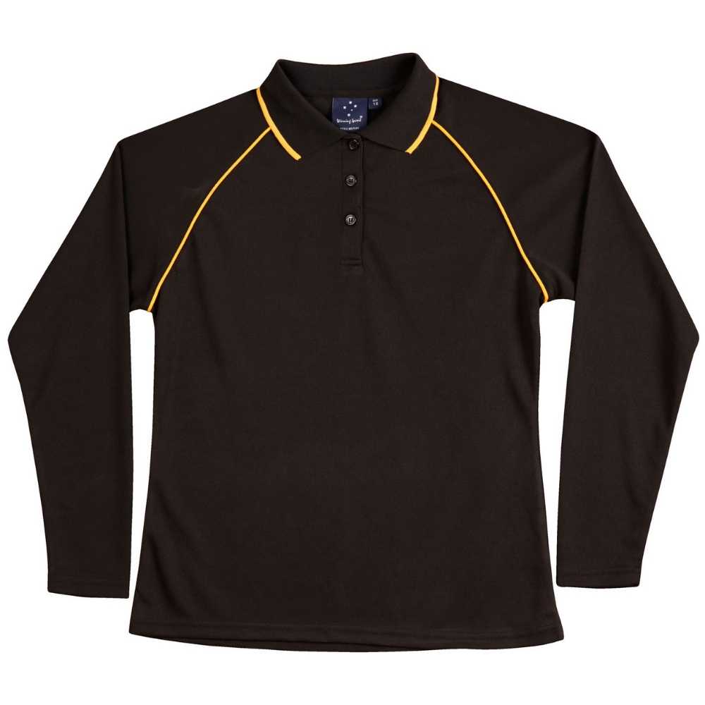 PS44_CHAMPION-PLUS-Ladies_Long-Sleeve-Polo_Black-Gold