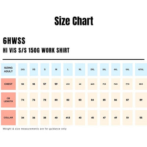 SIZE-CHART_6HWSS_HI-VIS-SS-150G-WORK-SHIRT