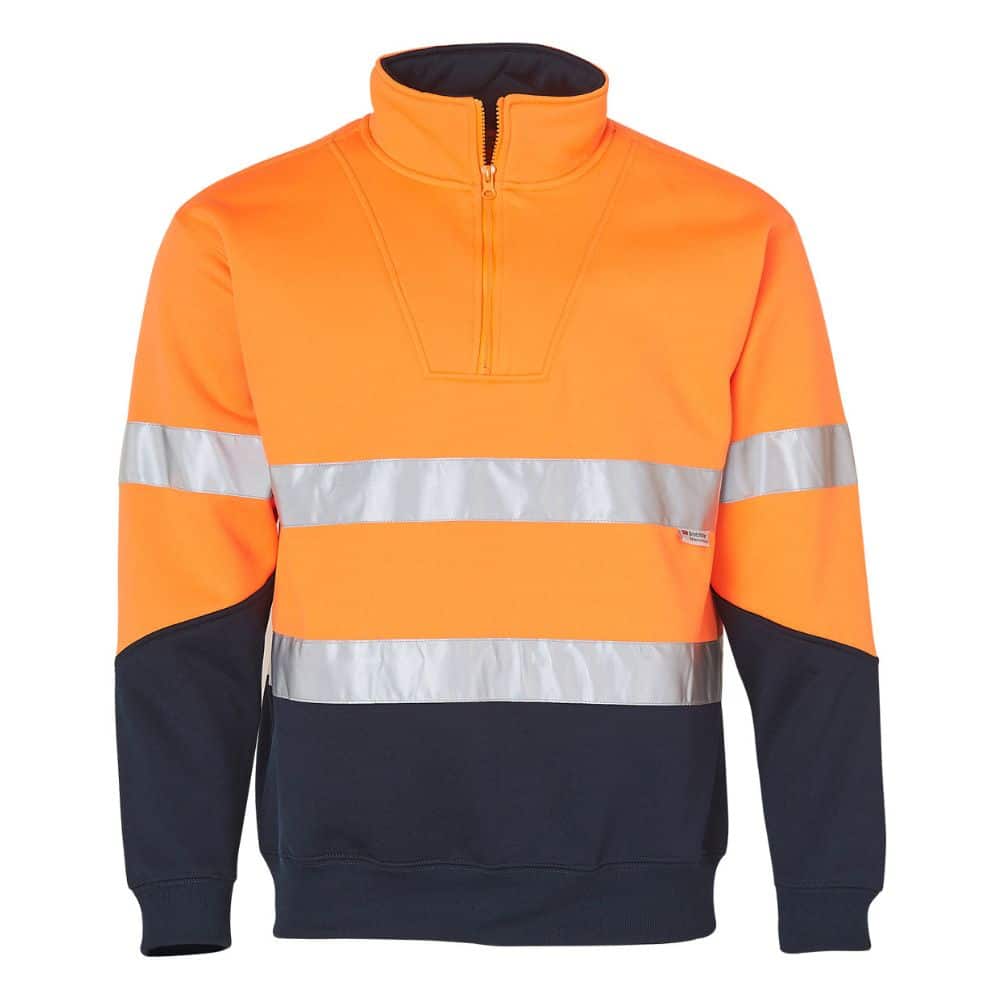 SW14_HI-VIS LONG SLEEVE FLEECE SWEAT-Orange Navy