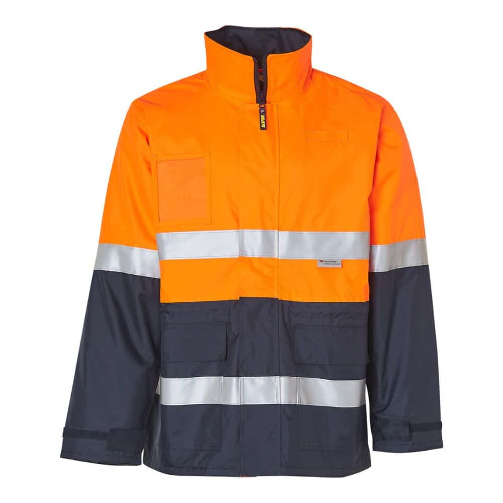 SW50 HI-VIS LONG LINE JACKET POLAR WITH FLEECE LINING-Orange Navy