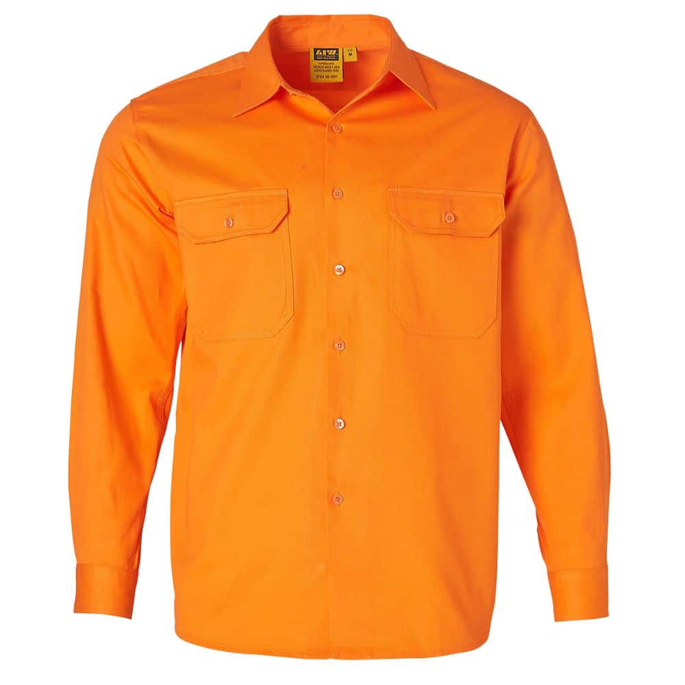 SW51_MEN'S HI-VIS LS DRILL SHIRT-Orange