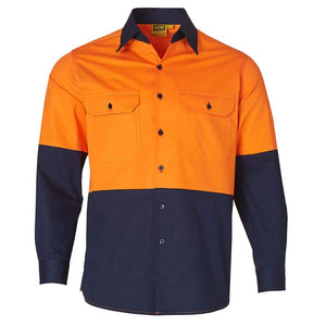 SW58_LONG SLEEVE SAFETY SHIRT-Orange Navy