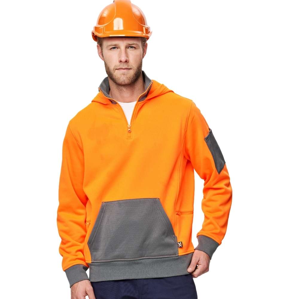 SW78_WS_Unisex-Hi-Vis-¼-Zip-Premium-Fleece-Hoodie_orange-model