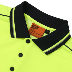 SW89_HI-VIS SUSTAINABLE COOL-BREEZE SAFETY POLO-Yellow-Navy-collar