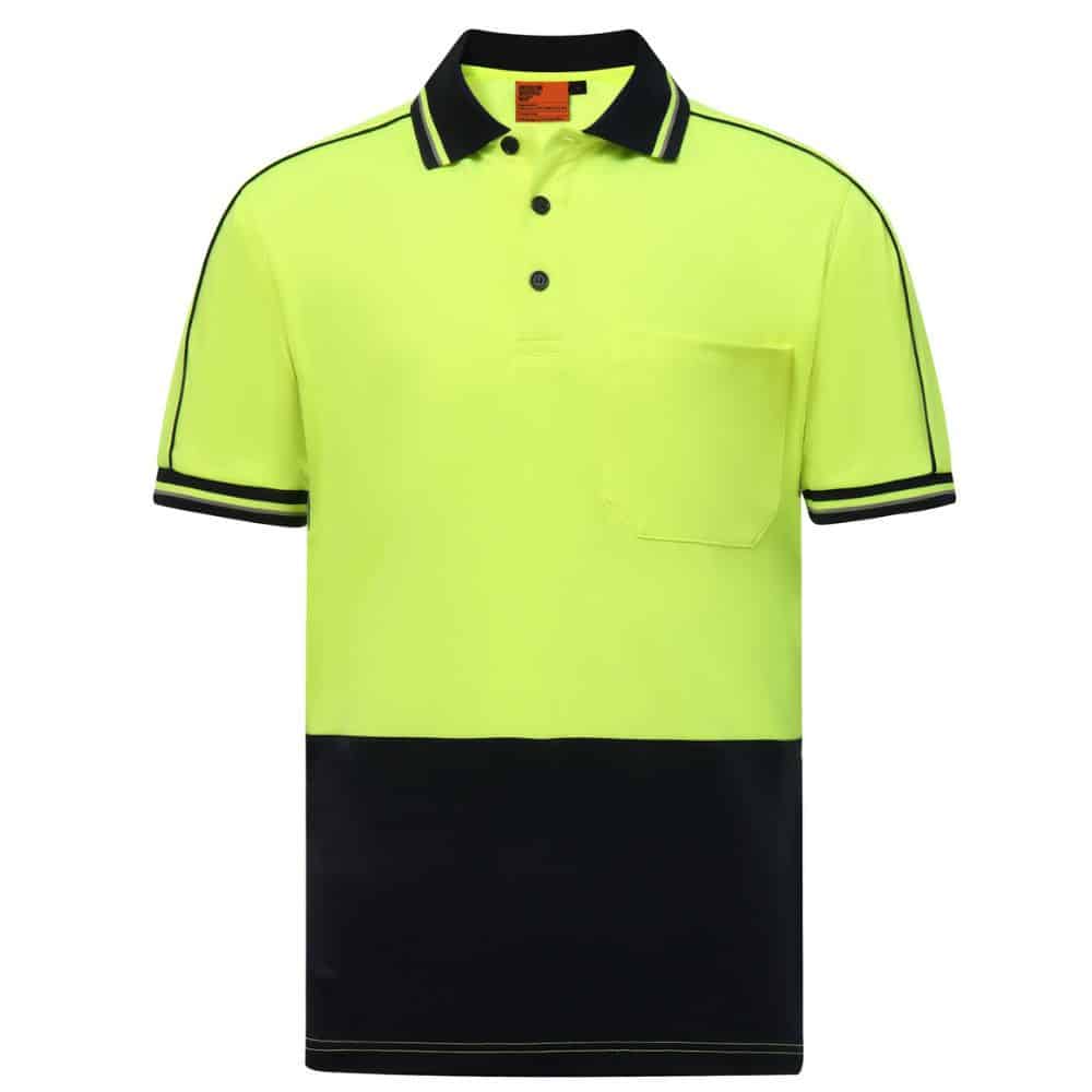 SW89_HI-VIS SUSTAINABLE COOL-BREEZE SAFETY POLO-Yellow-Navy