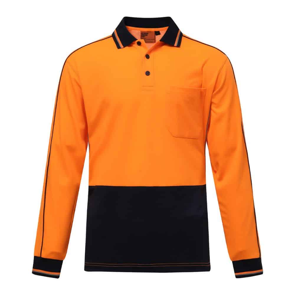 SW90_HI-VIS SUSTAINABLE COOL-BREEZE SAFETY POLO_Orange Navy