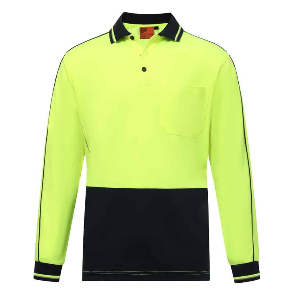 SW90_HI-VIS SUSTAINABLE COOL-BREEZE SAFETY POLO_Yellow Navy