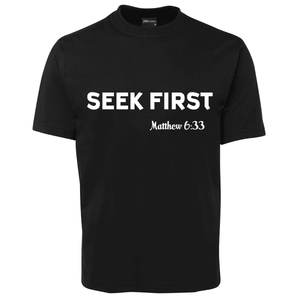 Seek-First_White_Black-Men-Shirt