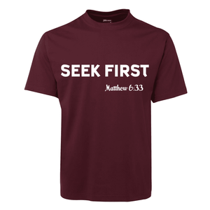 Seek-First_White_Maroon-Men-Shirt