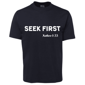 Seek-First_White_Navy-Men-Shirt