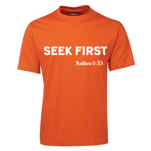 Seek-First_White_Orange-Men-Shirt