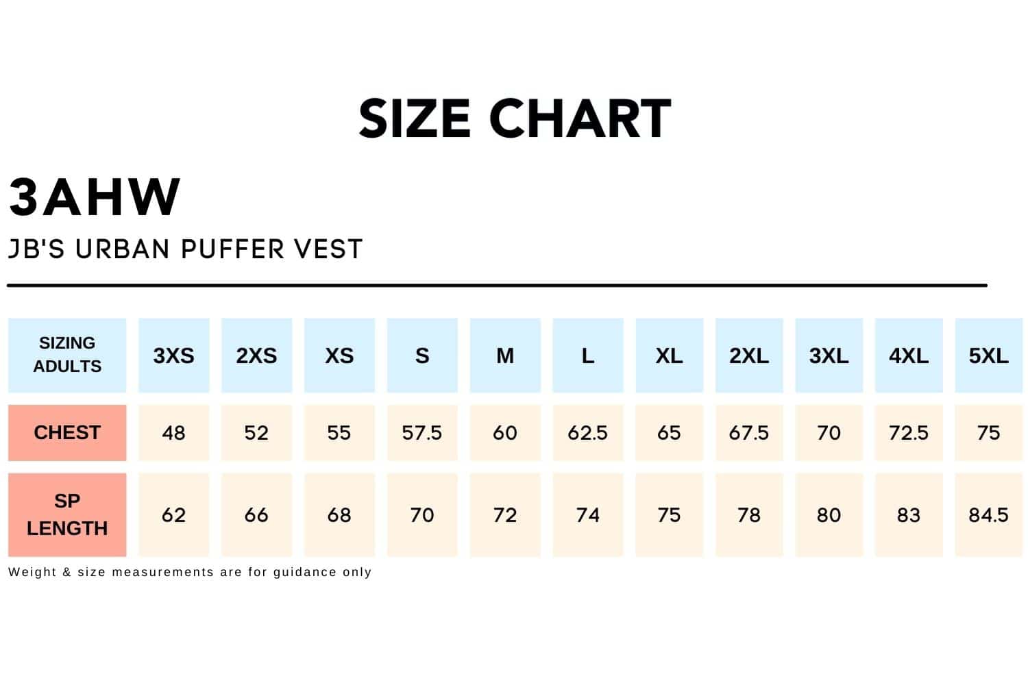Size Chart_3AHW-JB'S URBAN PUFFER VEST