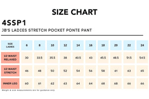Size Chart_4SSP1 JB'S LADIES STRETCH POCKET PONTE PANT