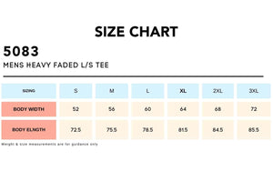 Size Chart_5083 MENS HEAVY FADED LS TEE