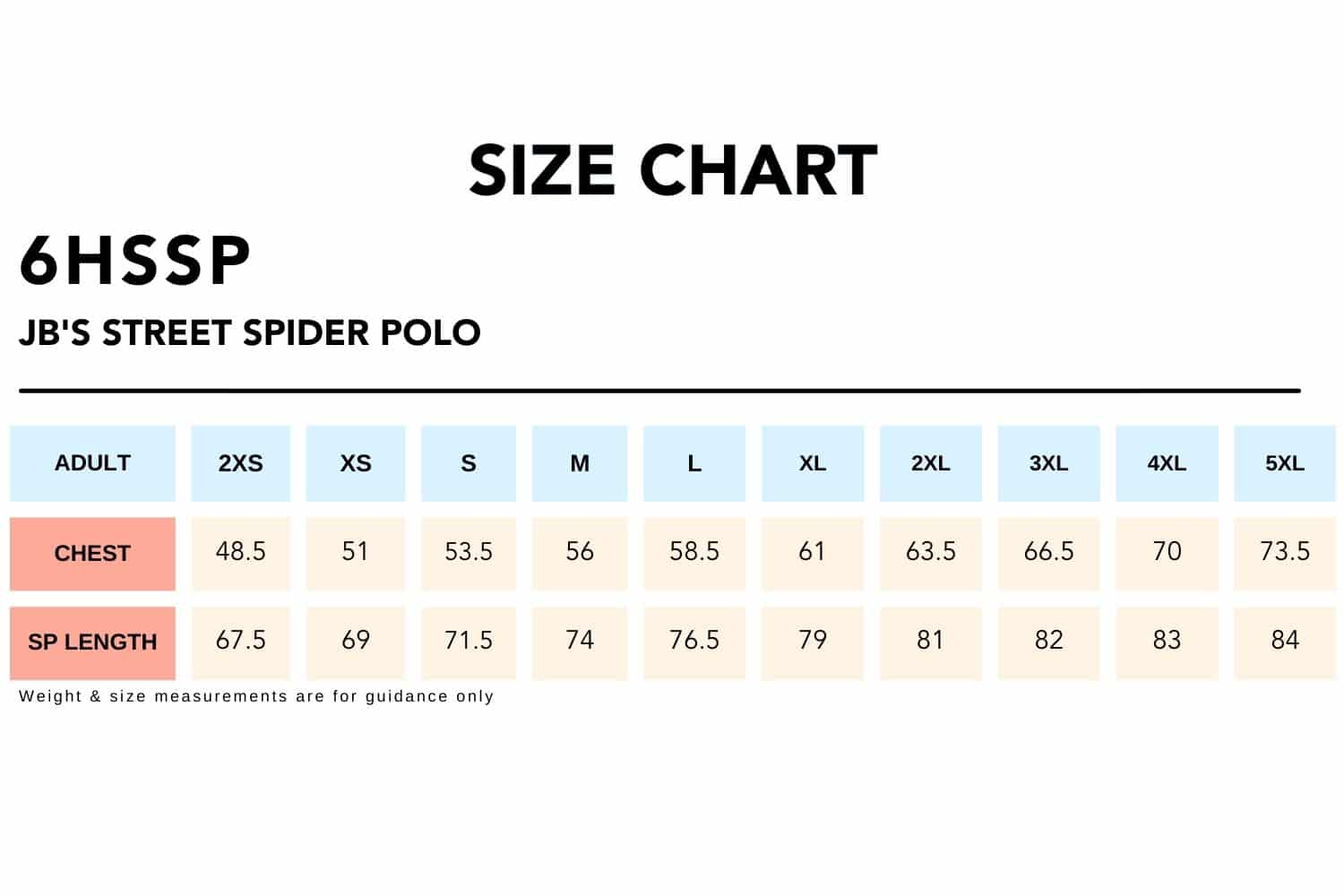 Size Chart_6HSSP JB'S STREET SPIDER POLO