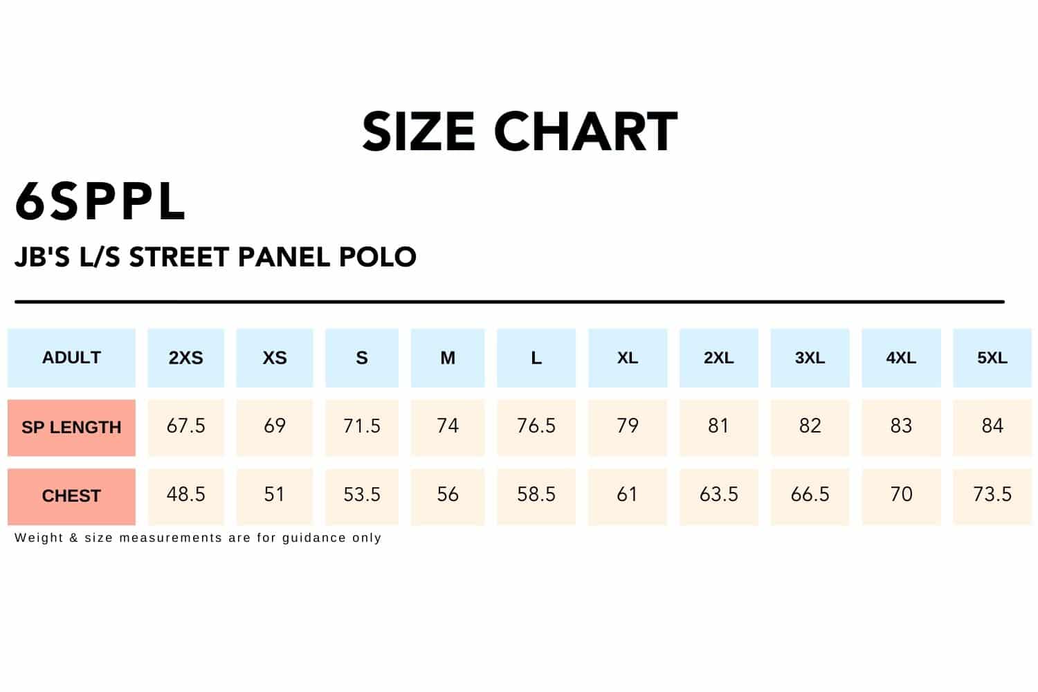 Size Chart_6SPPL JB'S LS STREET PANEL POLO